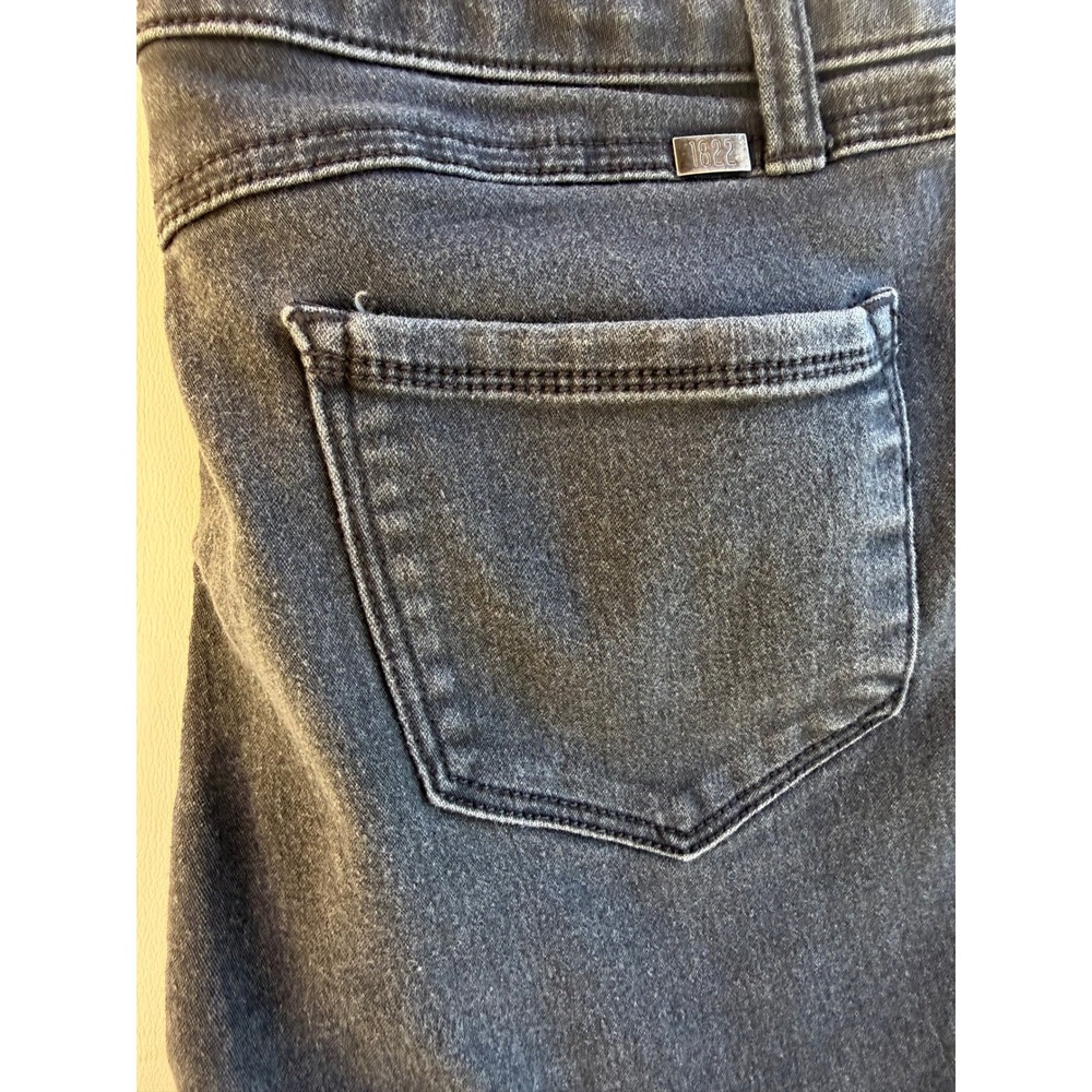 1822 Denim High Rise Skinny Jeans Black Frayed Tulip Hem Size 30